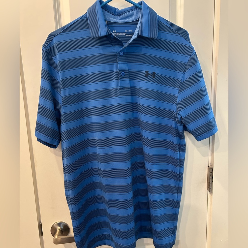 Under Armour Men's Blue Striped Polo Shirt